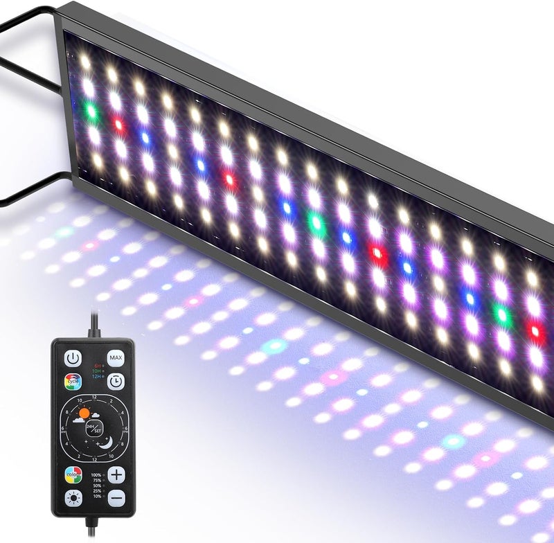 Hygger إضاءة LED لحوض السمك مع إضاءة كاملة الطيف مع وضع دورة النهار والليل 24/7 ومؤقت تشغيل/إيقاف تلقائي، 7 خيارات ألوان، قابلة للتعتيم، حامل قابل للتمديد لحوض سمك بحجم 30~36 بوصة - Image 1